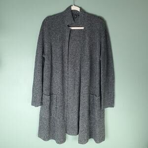 Eileen Fisher Womens Charcoal Open Front Stand Collar Cardigan Size Large